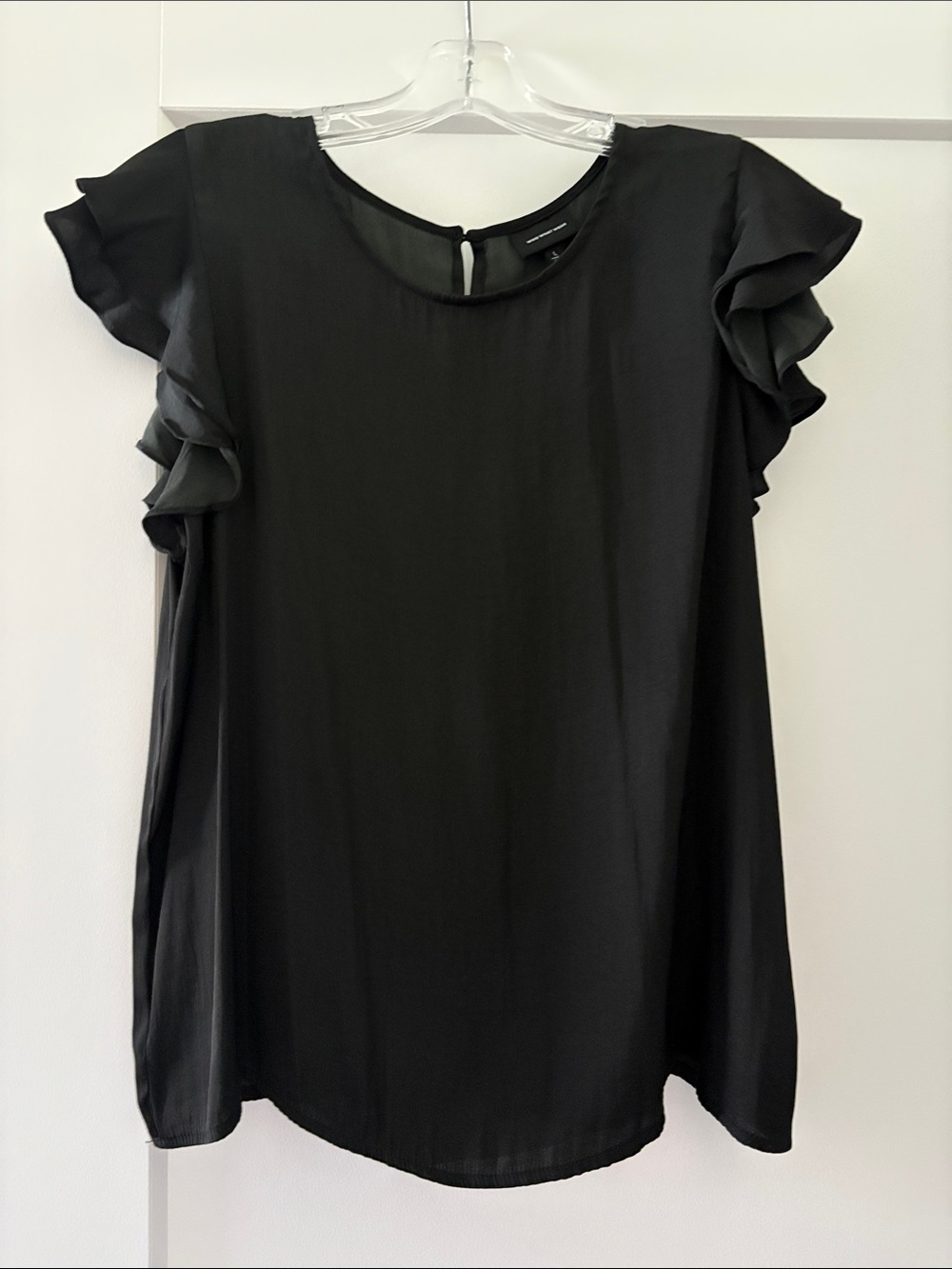 Black Ruffle Sleeve Blouse - Women